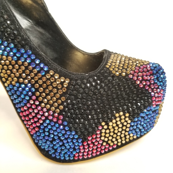 Alba Rhinestone Multicolor Platform High Heels 6.5 - Picture 2 of 7